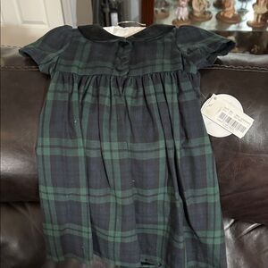Edgehill Collection Green and Black Plaid Peter Pan Collar Dress